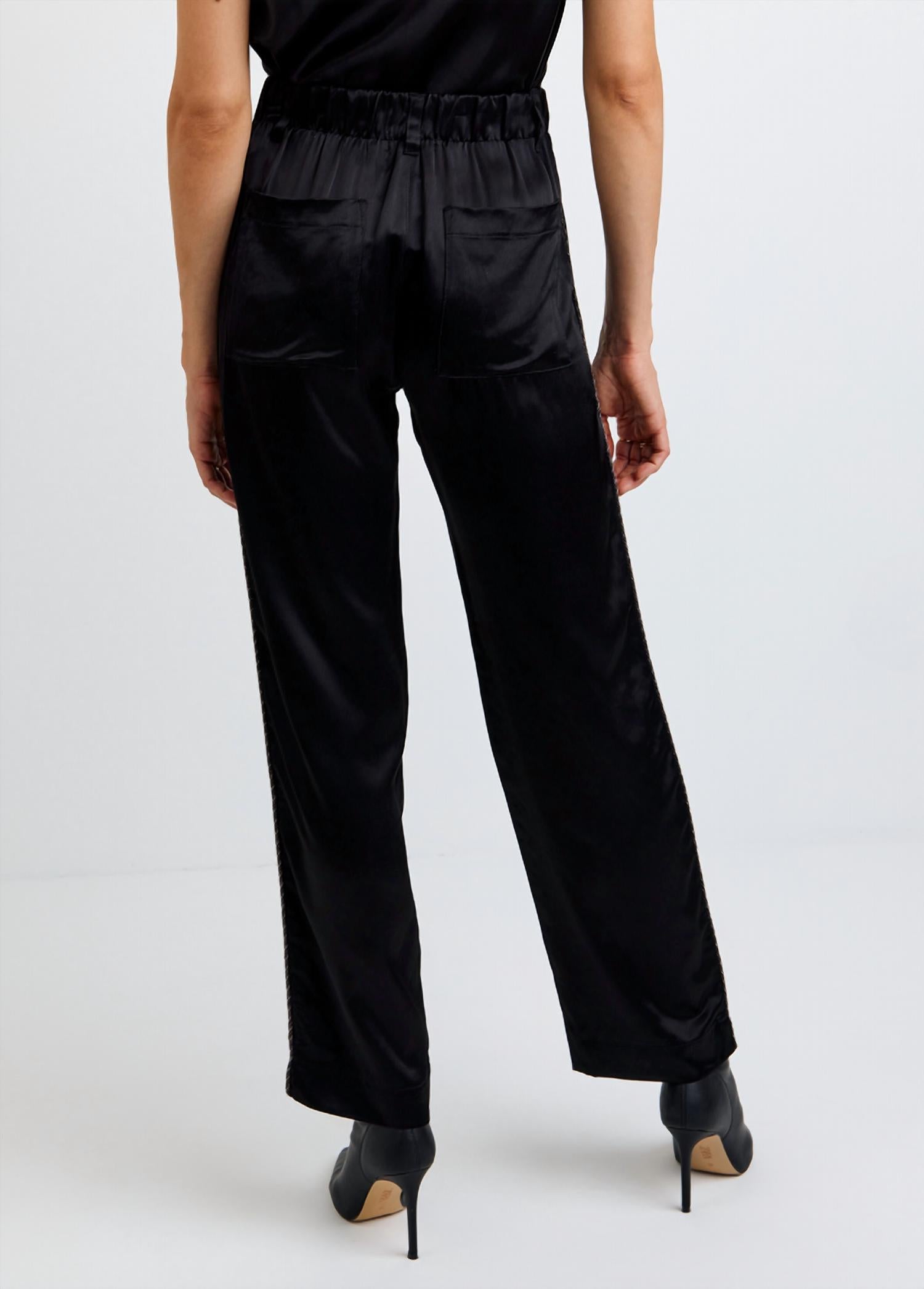 Bella Dahl Beaded Piping Trousers in black - women's pants - alternate view