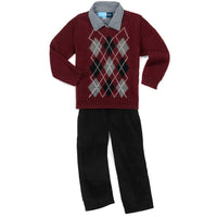 Good Lad Apparel - Boy's Argyle Long Sleeve Sweater Set