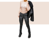 Bianco - Coated Skinny Pants