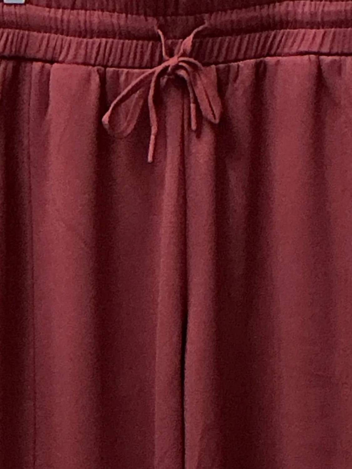 umgee Women's Wide Leg Casual Pants in mahogany - women's pants - detail view