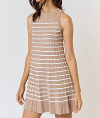 Lalavon - Casual Elegance Stripe Knit Dress