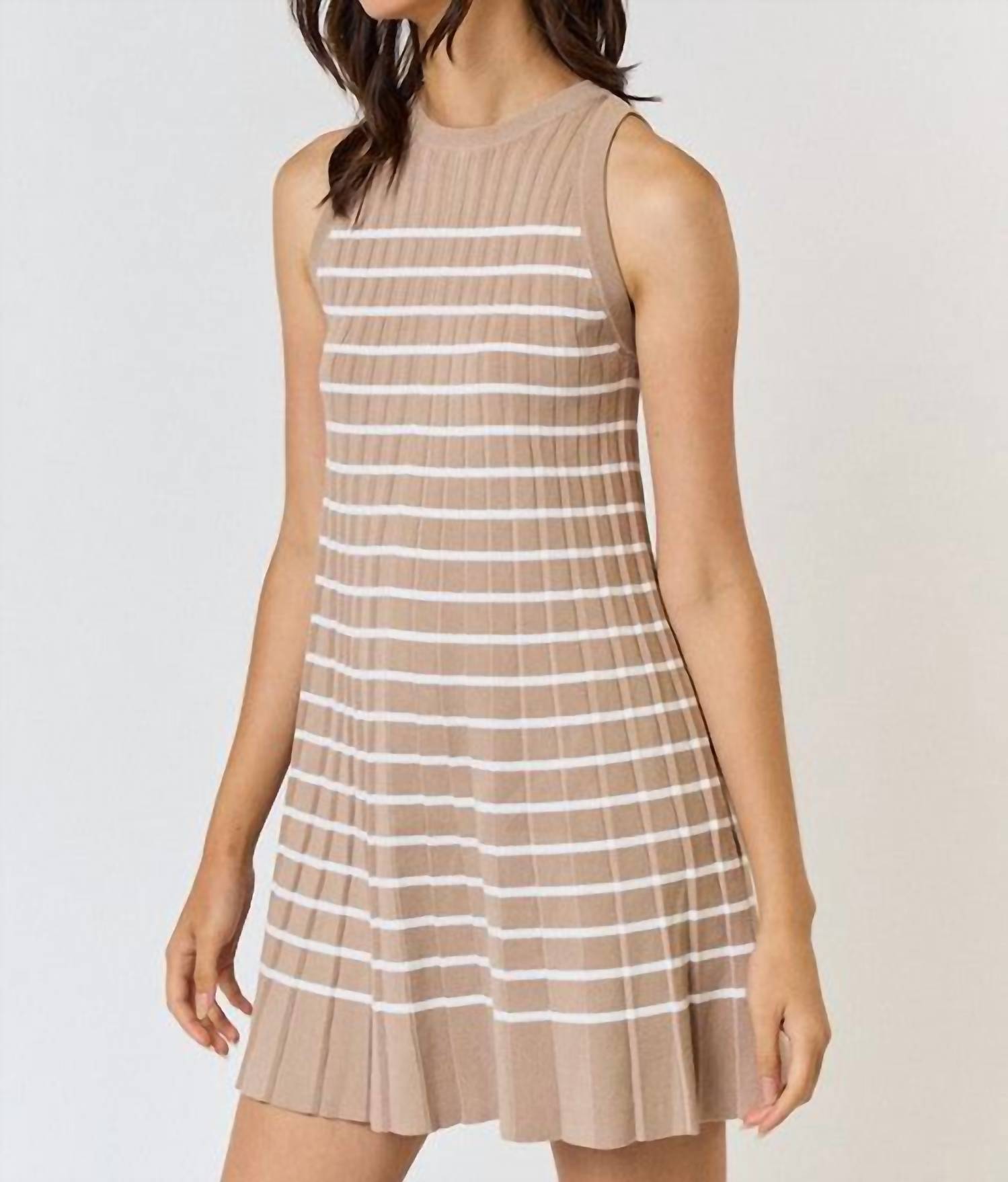 Lalavon - Casual Elegance Stripe Knit Dress