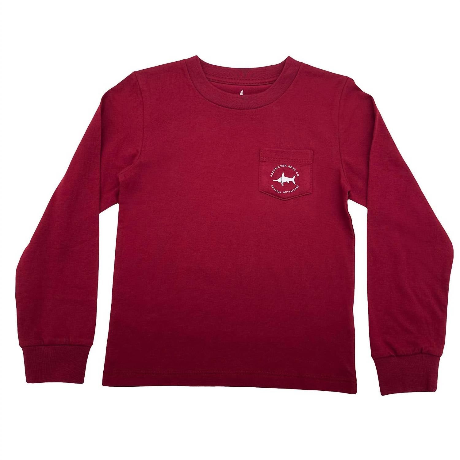 Saltwater Boys Co. Kid's Deer Head Graphic Tee in maroon - kids' shirt - detail view