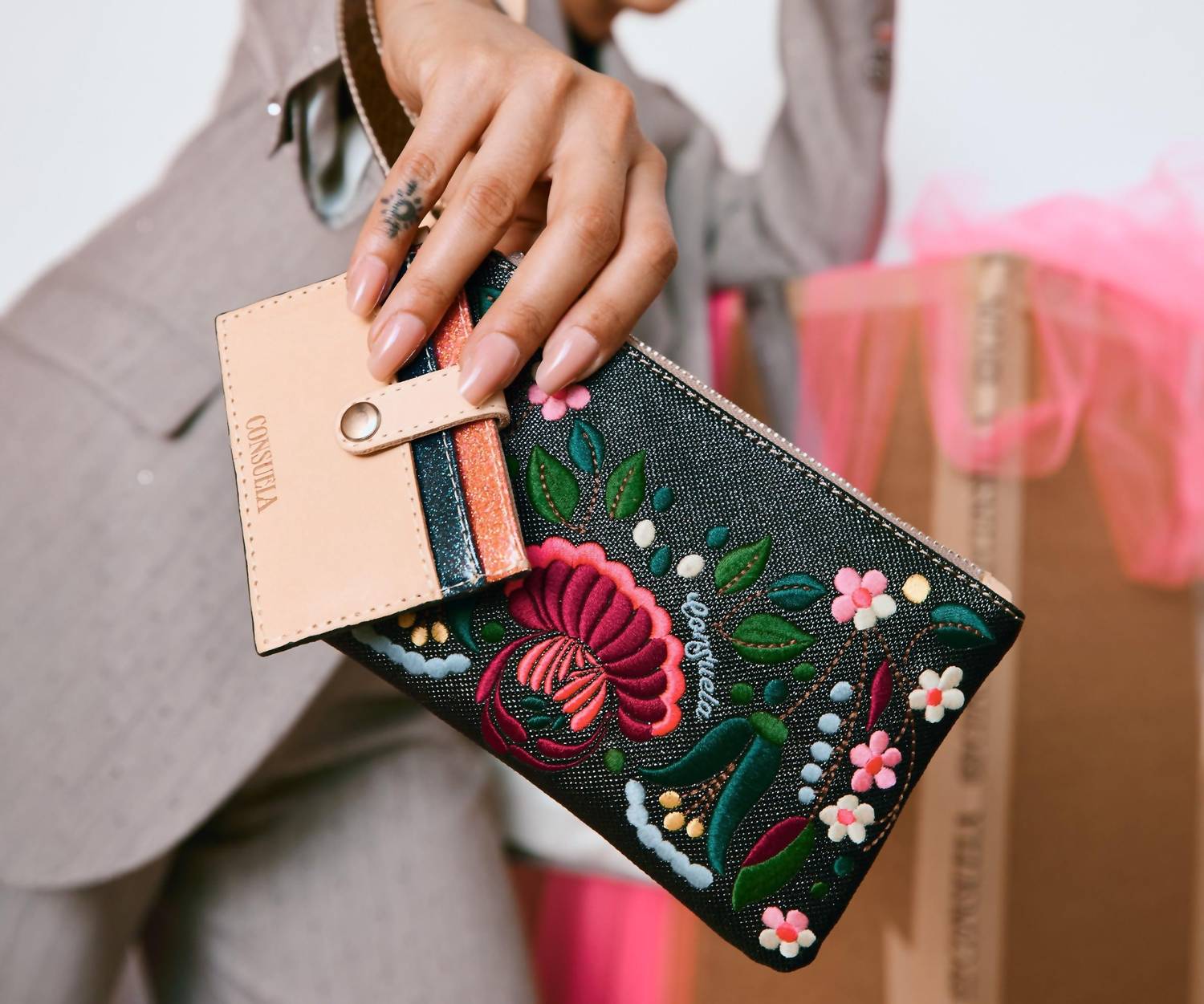 Consuela - Women's Ava Combi Embroidered Wristlet Wallet