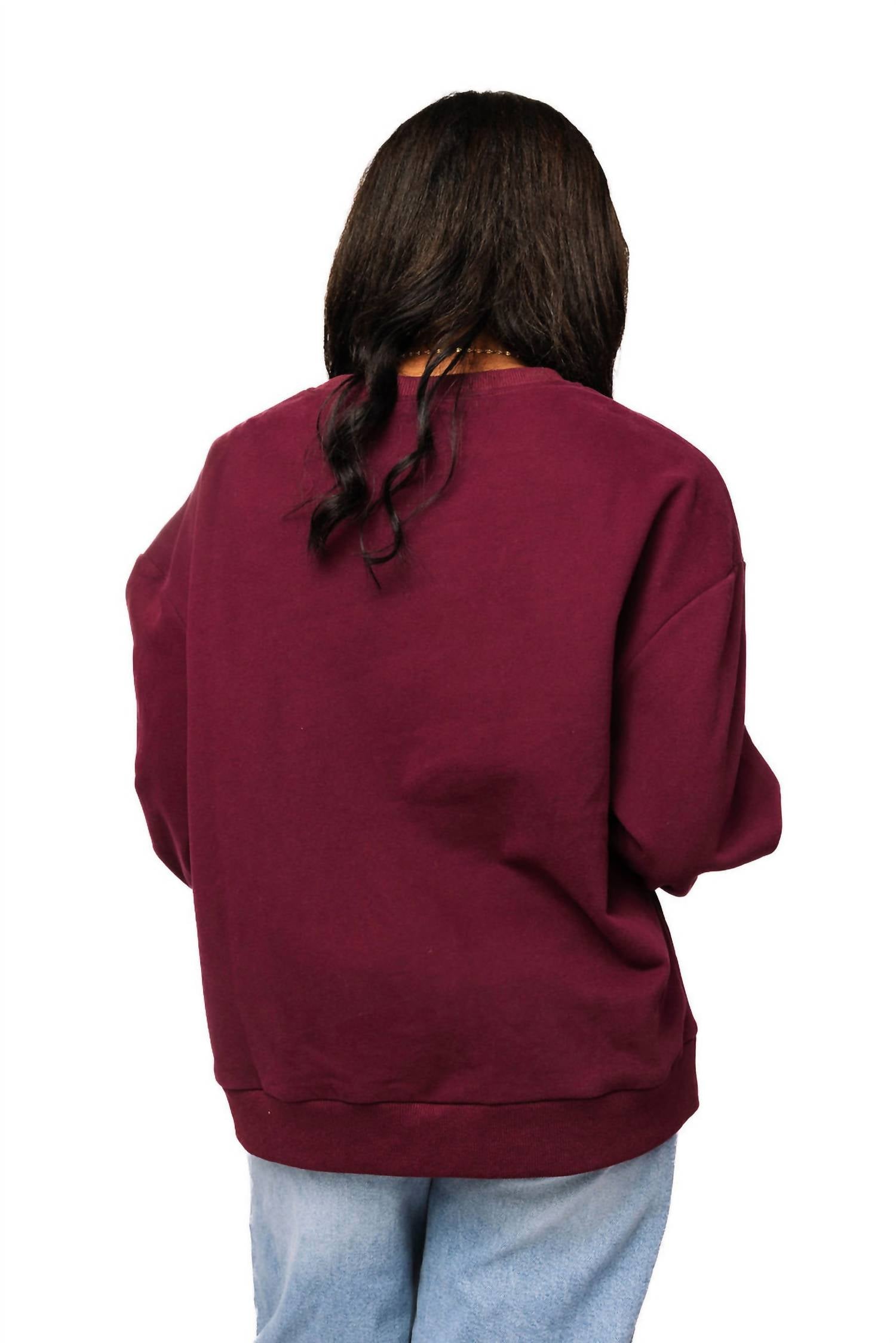 QUEEN OF SPARKLES Toughest Sport On Dirt Sweatshirt in maroon - women's top - alternate view