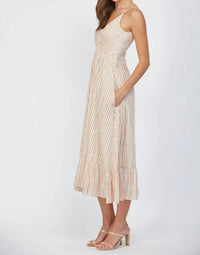 Fate - Striped Smocked Bodice Dress