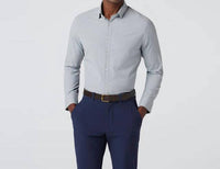 Mizzen + Main Leeward Long Sleeve Dress Shirt in aluminum joel plaid - men's shirt