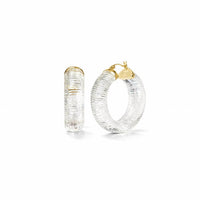Gold & Honey - Women's Diamond Cut Wide Lucite Hoop Earrings