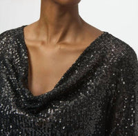 Joseph Ribkoff - Sequined Knit And Silky Knit Straight Top