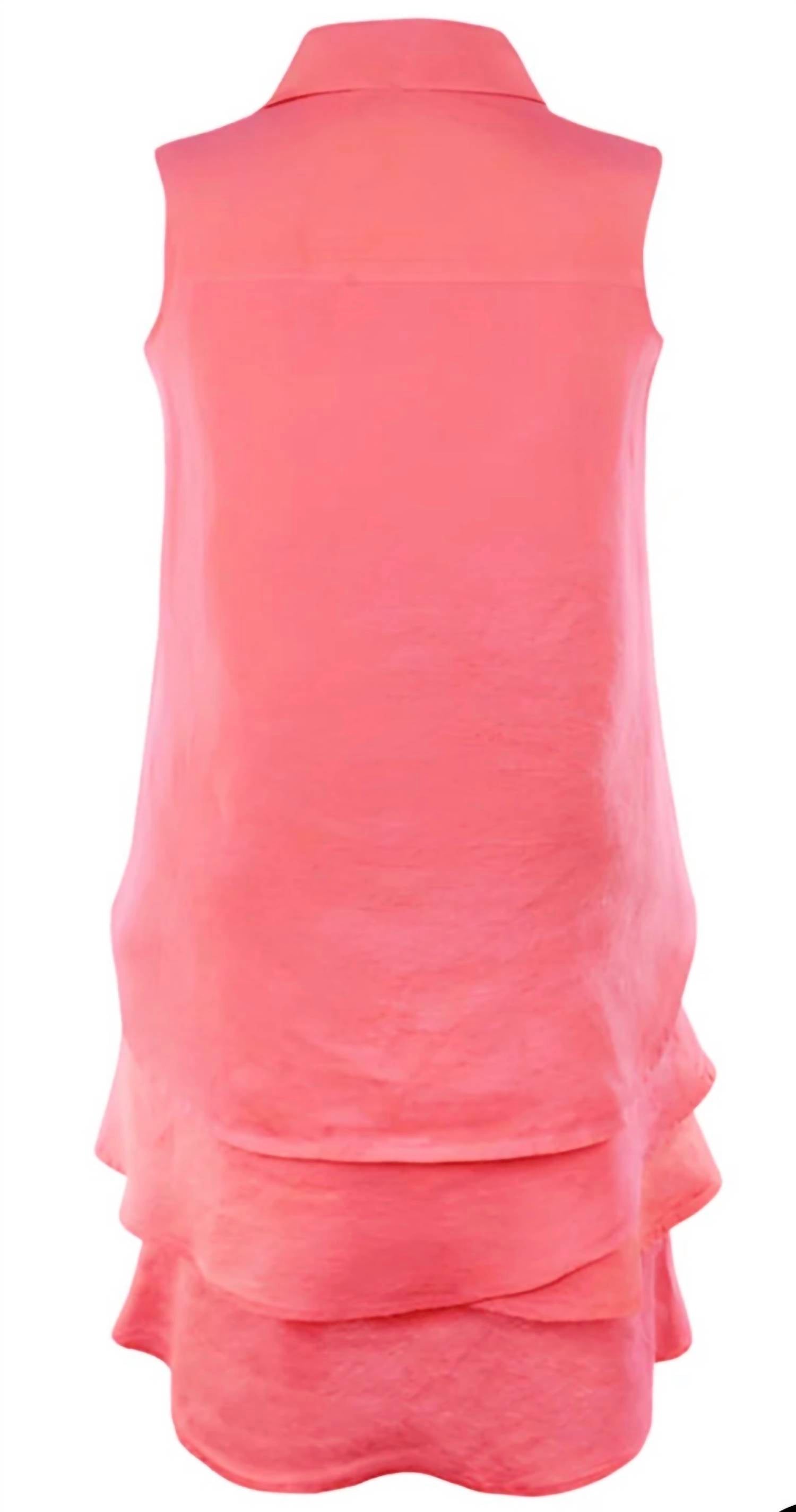 Finley Jasmine Linen Dress in coral - women's dress - alternate view