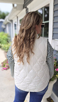 STACCATO Quilted Zip Up Vest in ivory - women's jacket - view 4