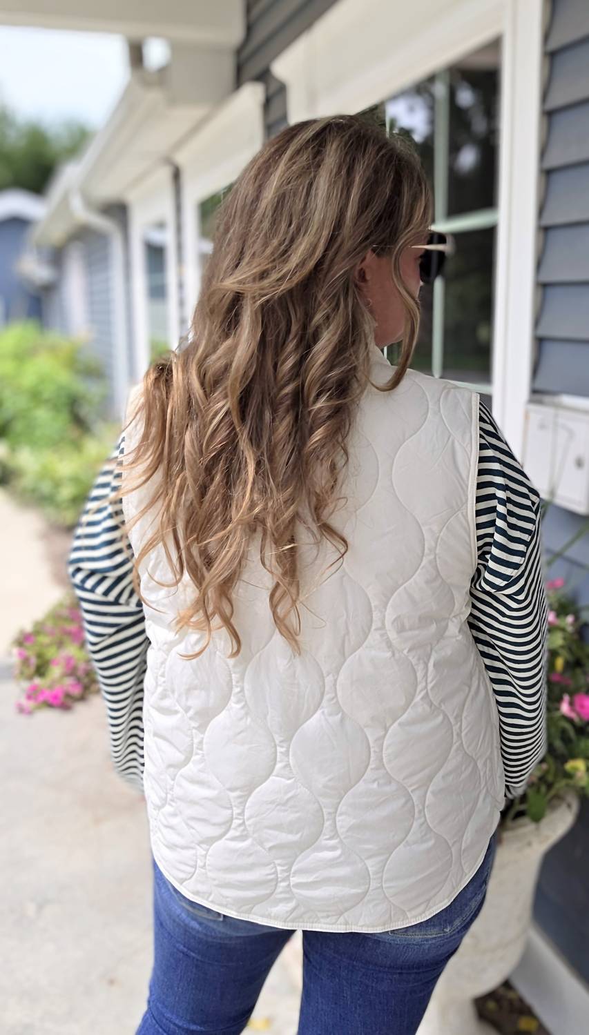 STACCATO Quilted Zip Up Vest in ivory - women's jacket - view 4