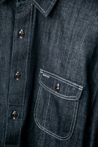 Hiroshi Kato Brace Rugged Vintage Workwear Shirt in indigo - men's long sleeve top - view 4