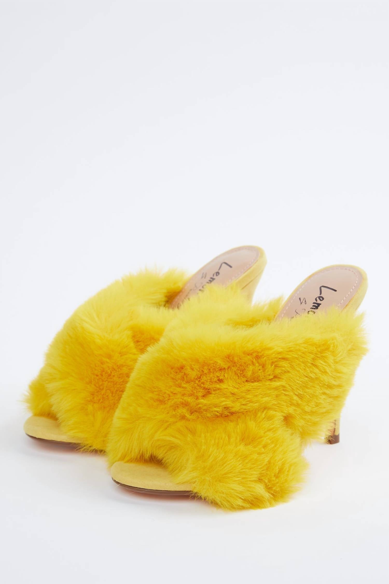 FAUX-FUR VEGETARIAN SUEDE MULES