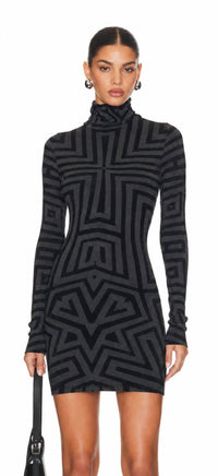 Gareth Pugh - Geometric Mock Neck Bodycon Dress