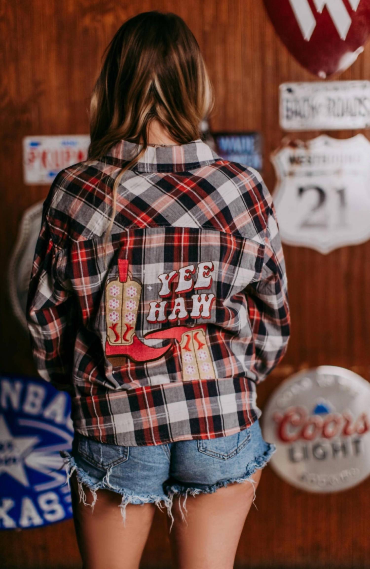 Merigold Kiss - Yee Haw Acid Washed Plaid Flannel Shirt
