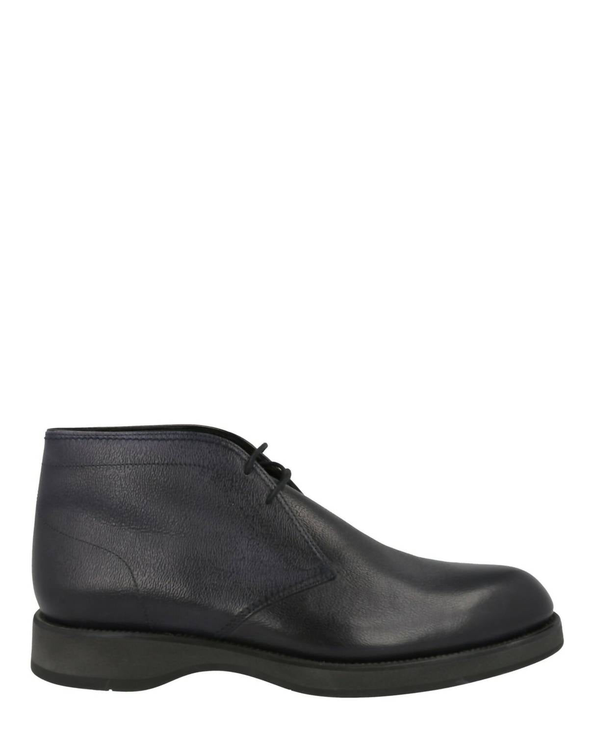Brioni Men's Desert Leather Ankle Boots in midnight blue - men's shoe - detail view