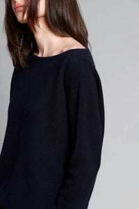 Minnie Rose - Cotton Cashmere Asymmetrical Shaker Sweater