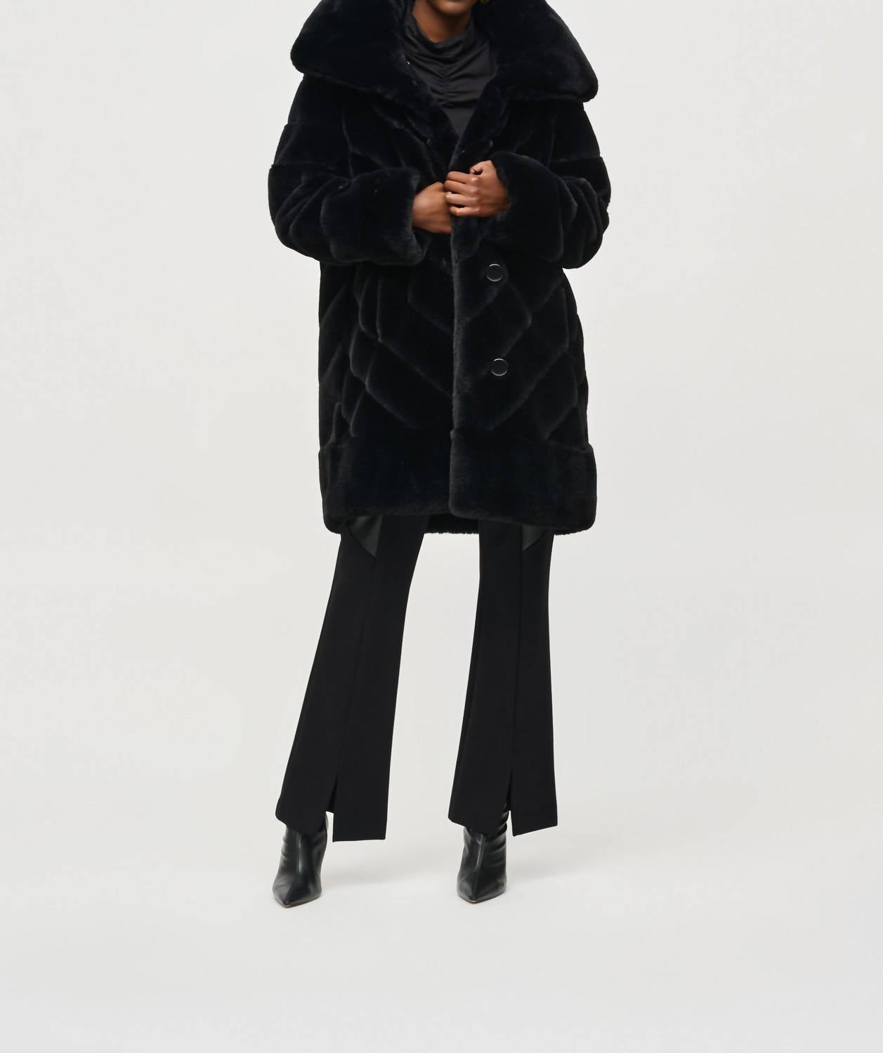 Joseph Ribkoff - Women's Reversible Faux Fur Metallic Coat