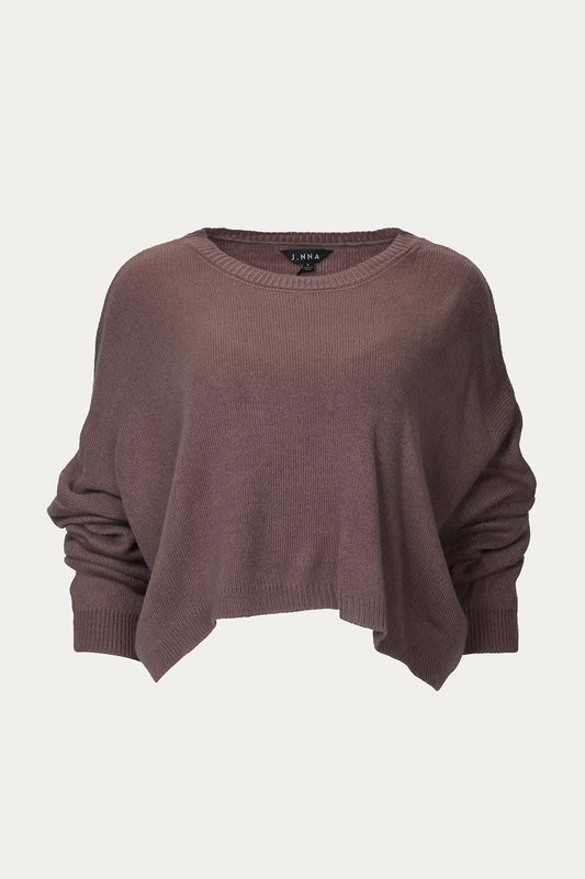 ESSENTIAL CROPPED CREW NECK BOXY SWEATER