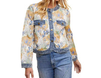 Anniewear - Floral Jacquard Contrast Jacket