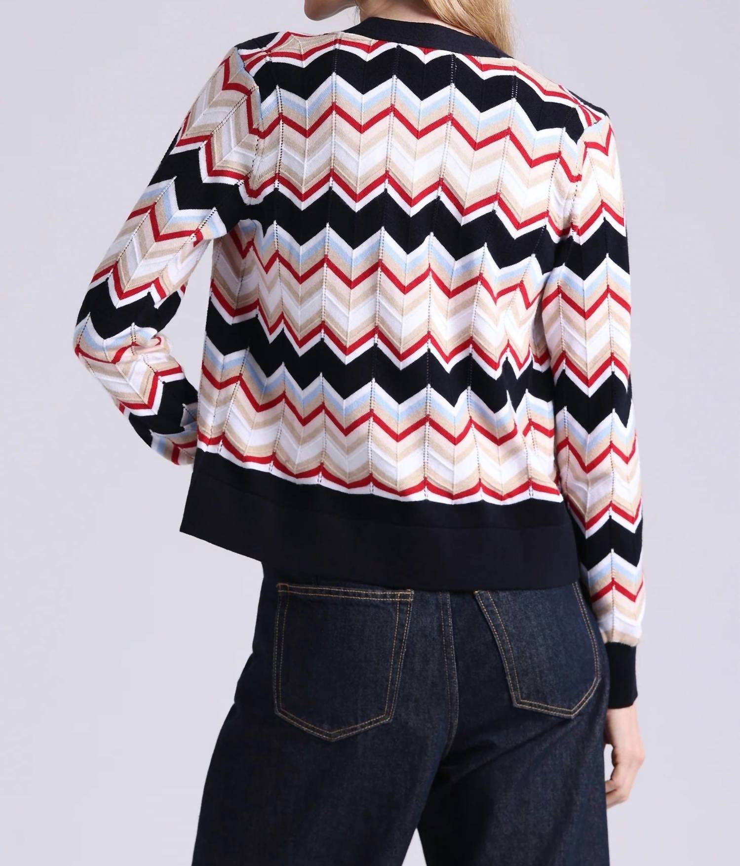 Minnie Rose - Chevron V-neck Cardigan
