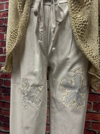 Tempo Paris - Women's Embellished Floral Drawstring Pants