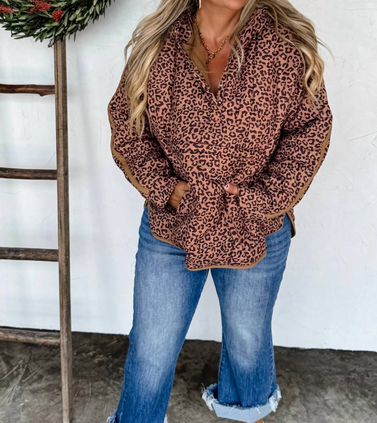 BLAKELEY The Payton Puffer Jacket in leopard - women's jacket - alternate view