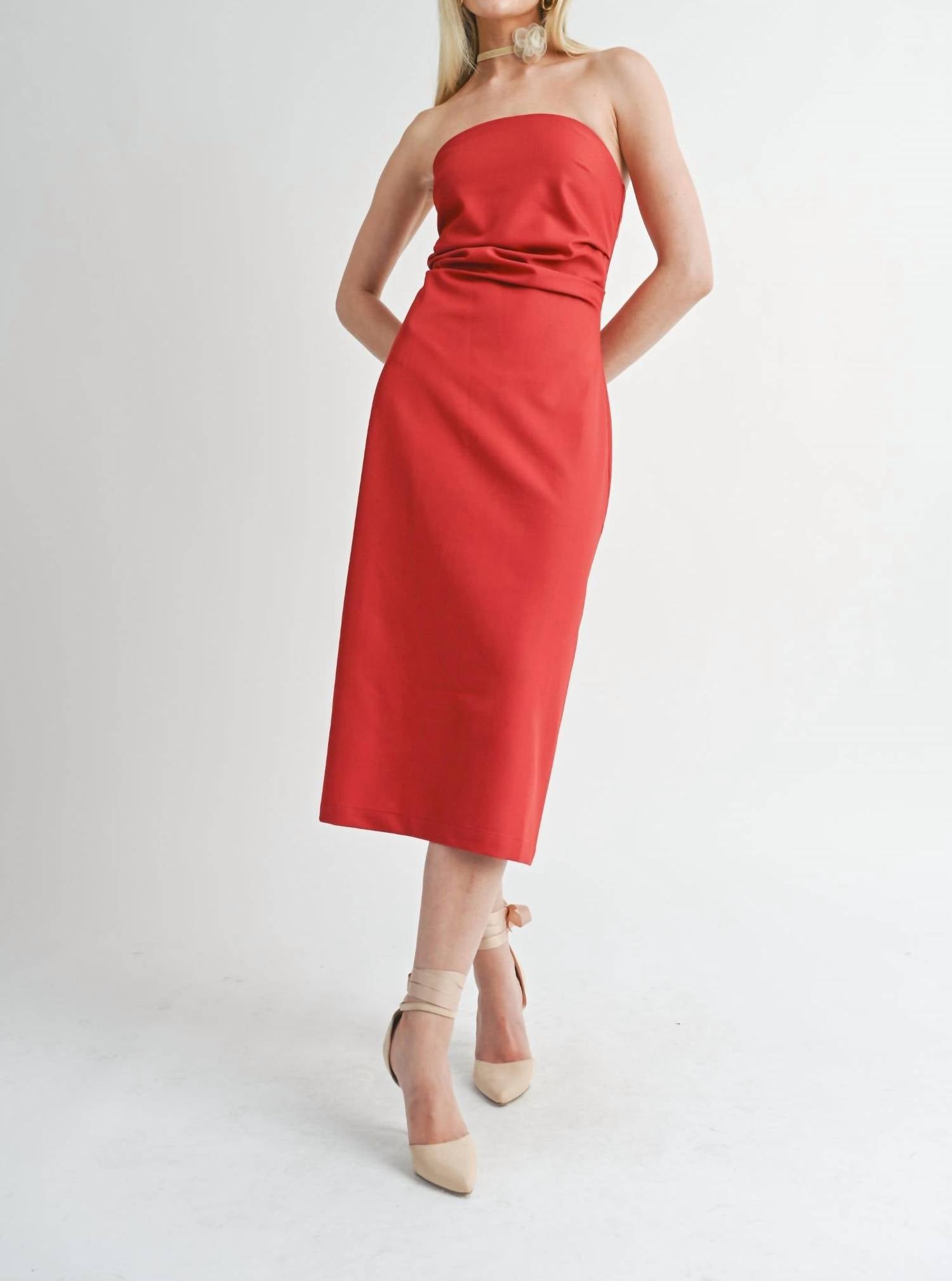 Sage The Label - Take Action Pleated Tube Midi Dress