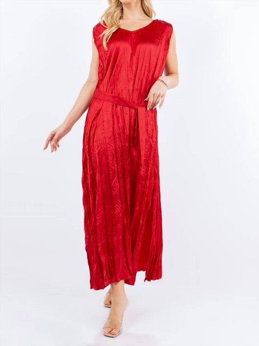 Paparazzi By Biz - Satin Broomstick Long Dress With Waist Tie