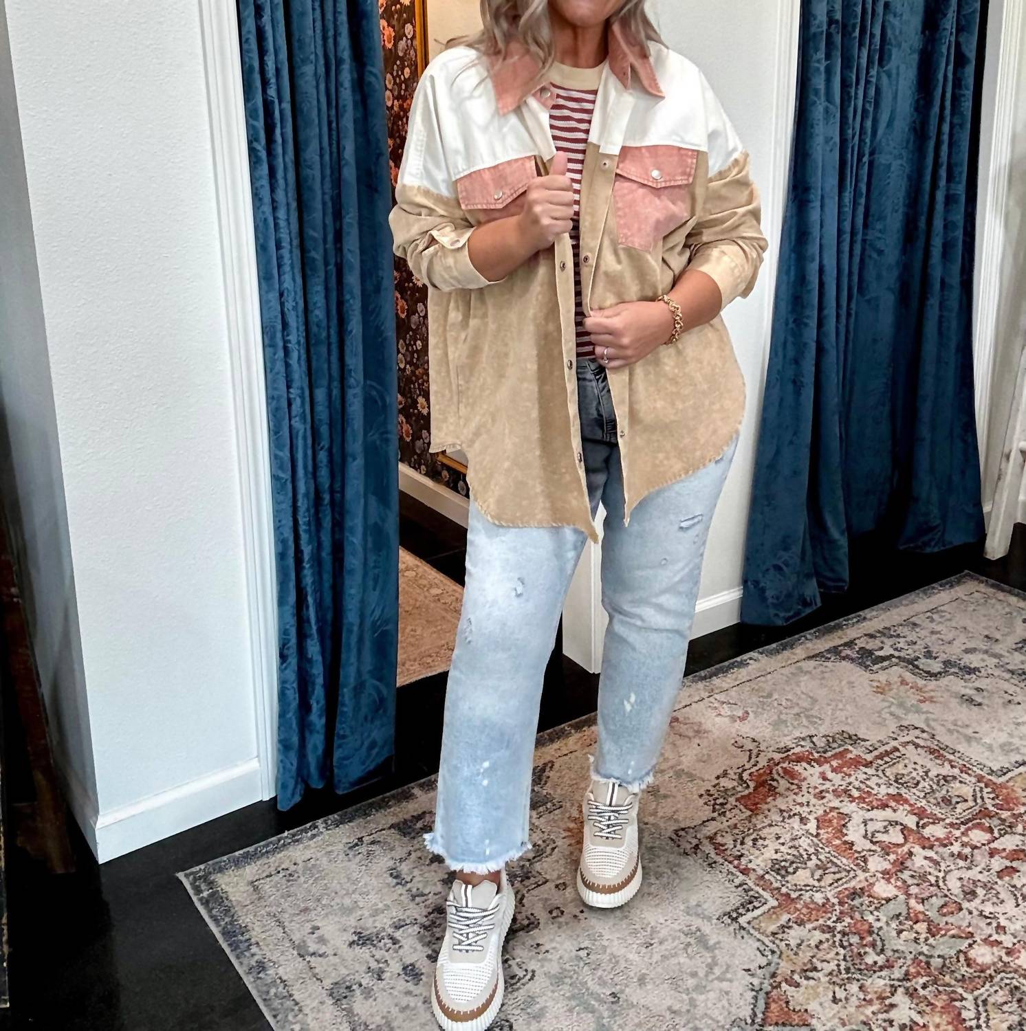 ee:some Coco Mineral wash Jacket in beige - women's jacket - alternate view