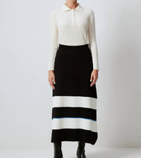 Touche Prive - Striped Knitwear Skirt With Elastic Waist