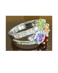 P & K Jewelry Women's Sterling Silver Cubic Zirconia Ring in silver multi - women's jewelry - detail view