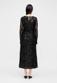 BAUM UND PFERDGARTEN Jenina Soft Mesh Maxi Dress in black - women's dress - detail view