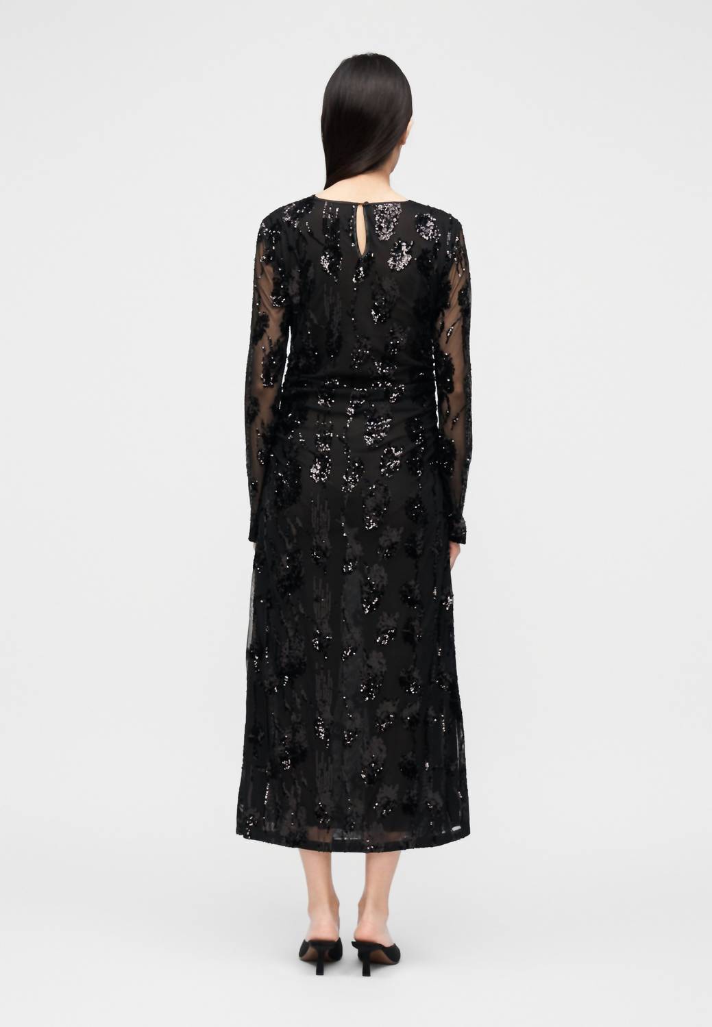 BAUM UND PFERDGARTEN Jenina Soft Mesh Maxi Dress in black - women's dress - detail view