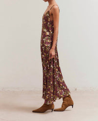 Grade & Gather - Women's Dark Jewel Sleeveless Floral Print Dress