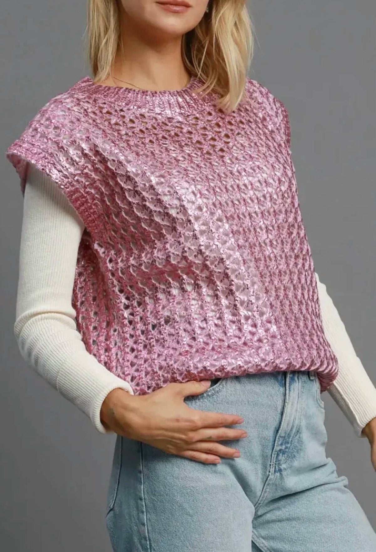 Umgee - Iridescent Knit Vest