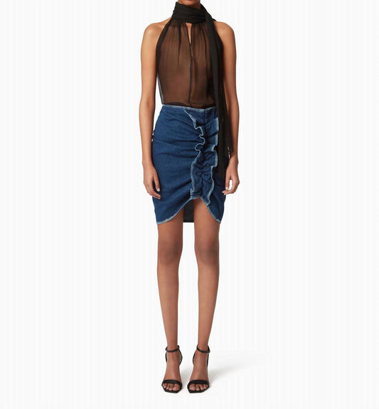 Nina Ricci - Draped Denim Midi Skirt