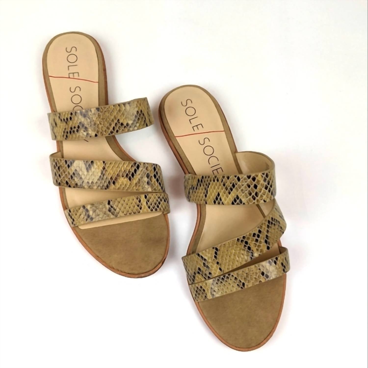 Sole Society - Women's 3 Strap Snake Slide Sandals