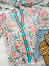 Entro - Puff Sleeves Floral Blouse