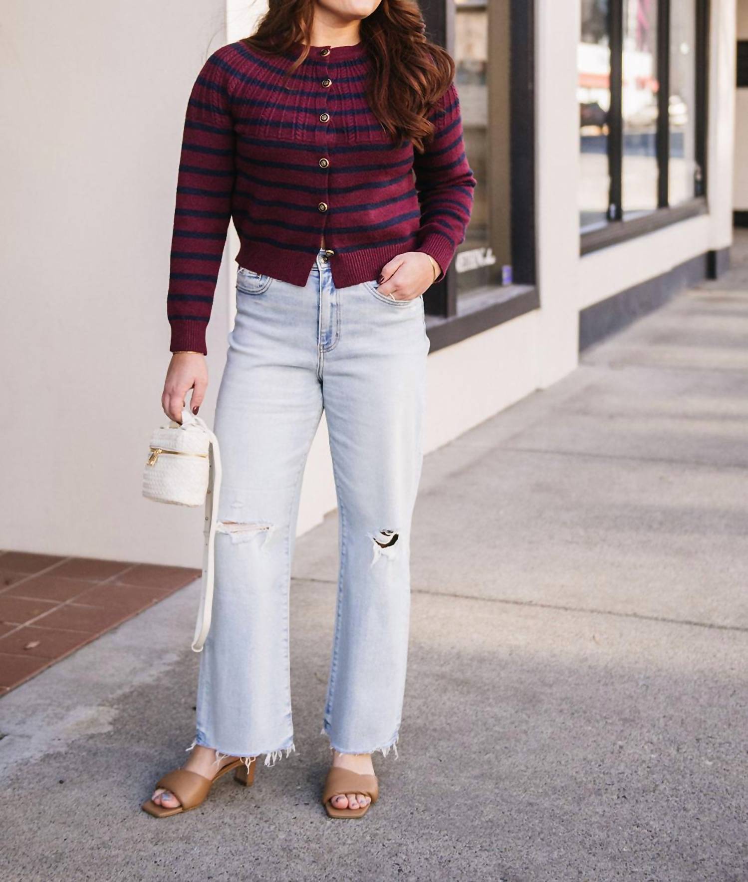 Heartloom - Stripe Cable Knit Cardigan