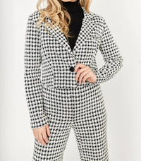 Frank Lyman - Cropped Houndstooth Knit Jacket