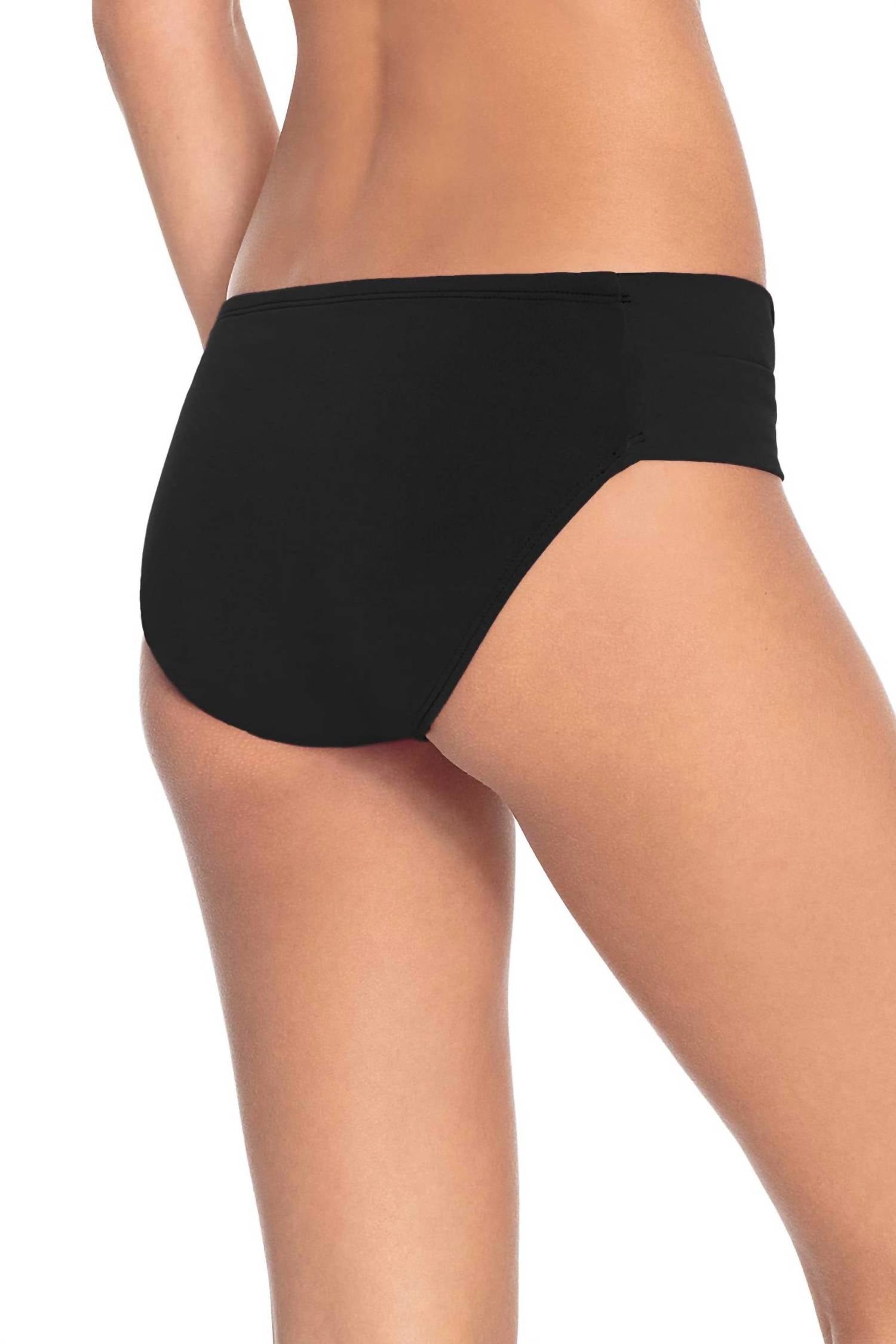 Robin Piccone Ava Twist Bikini Bottom in black - women's swimwear - detail view