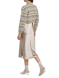 DESIGN HISTORY Pattern Sweater in grey ivory tan pattern - women's sweater - alternate view