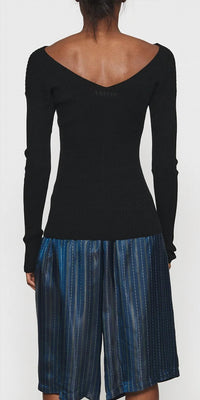 6397 - Women's Ribbed Double-v Top