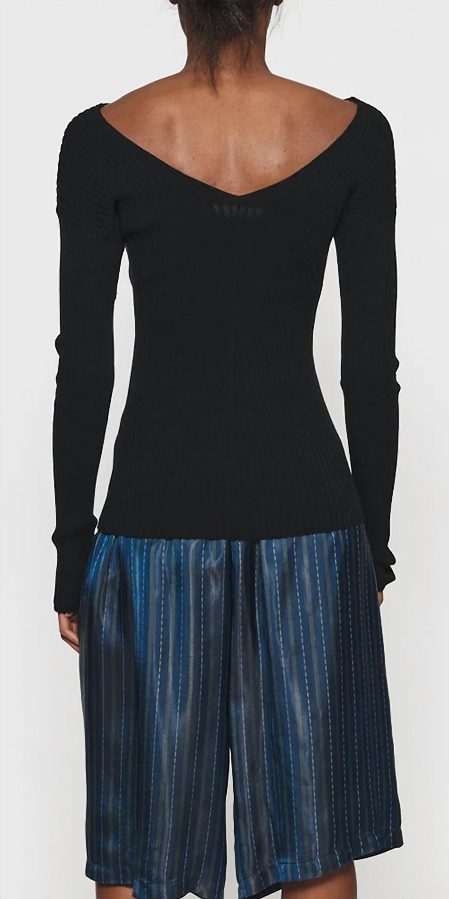 6397 - Women's Ribbed Double-v Top