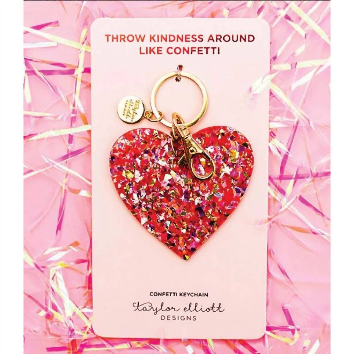 Taylor Elliott Designs - Women's Confetti Heart Keychain Acrylic Bag Charm