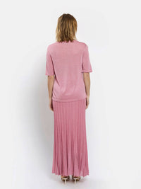 Maison Lurex Women's Gala Lures Short Sleeve Top in malabar rose - women's t-shirt - detail view