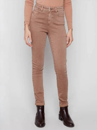 CHARLIE B Cuffed Twill Pants in truffle - women's pants