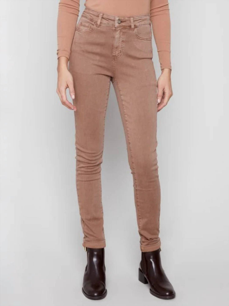 CHARLIE B Cuffed Twill Pants in truffle - women's pants